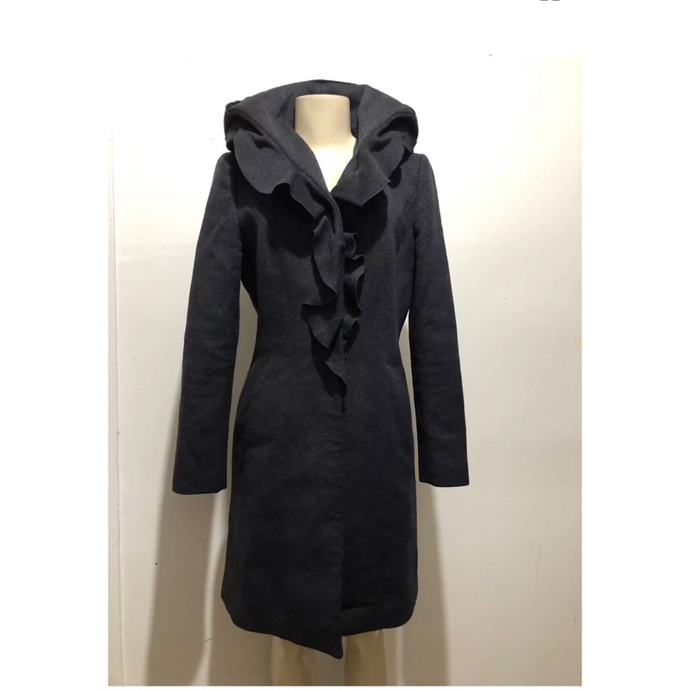 Elie Tahari Black Size SP Dress Coat Wool Ruffle